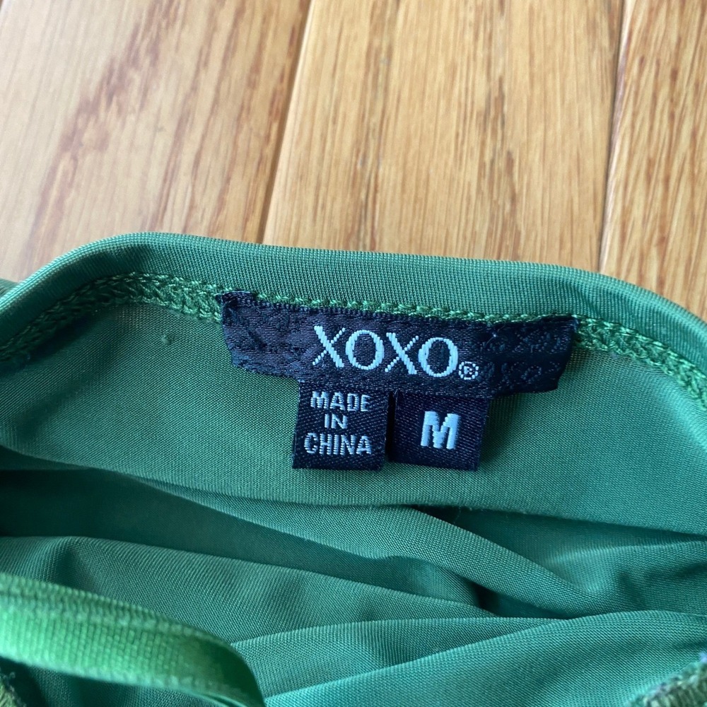 Vintage Y2K XOXO Green Lace Satin Bustier Cami Tank Top M McBling Indie Sleeze - Picture 8 of 13